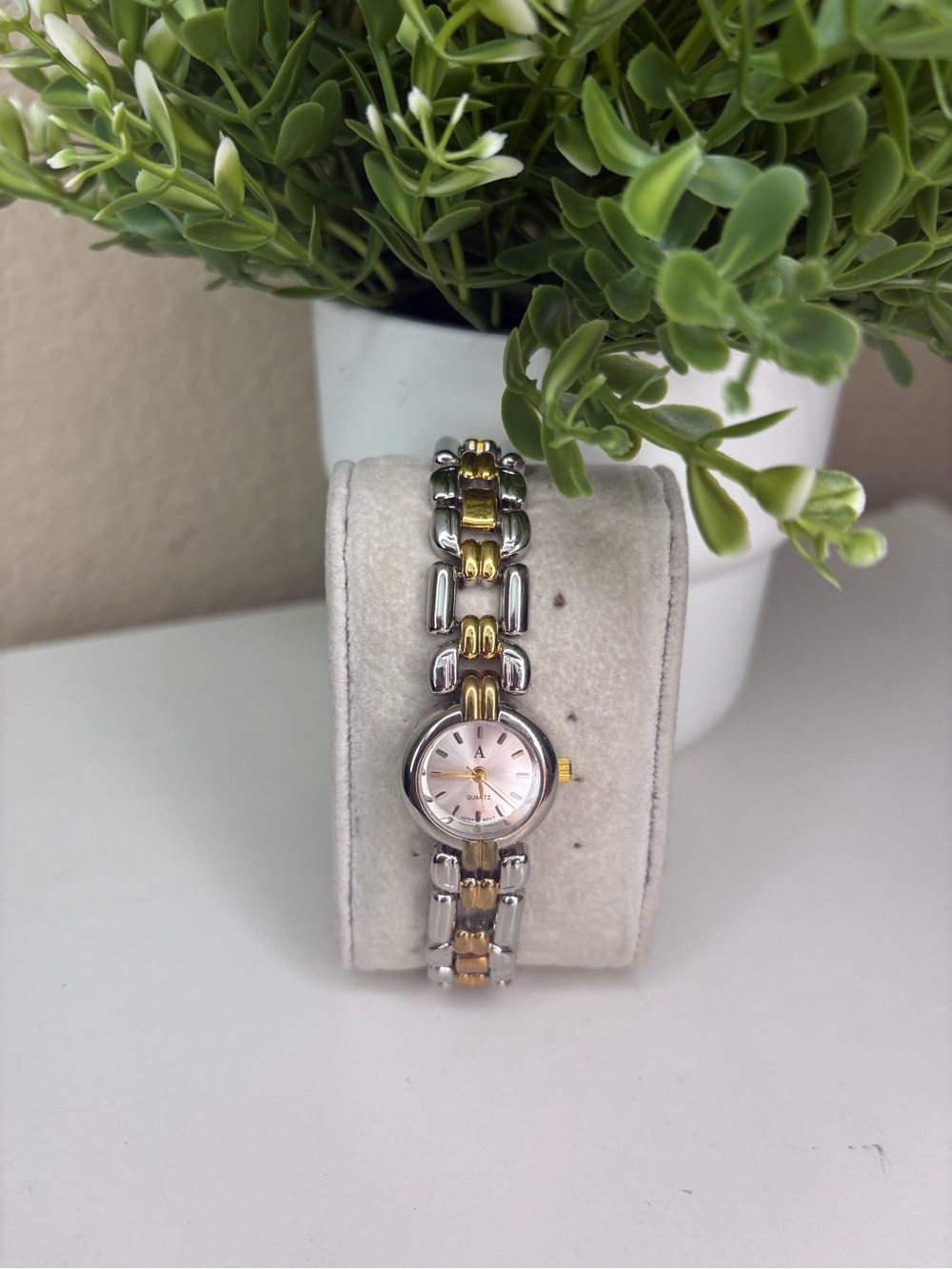 Vintage Two-Tone Silver & Gold Link Quartz Watch Japan Movement